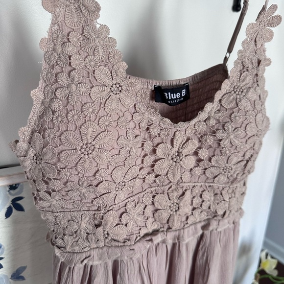 Blue B Women's Lace Trim Dress - Taupe - Picture 2 of 6